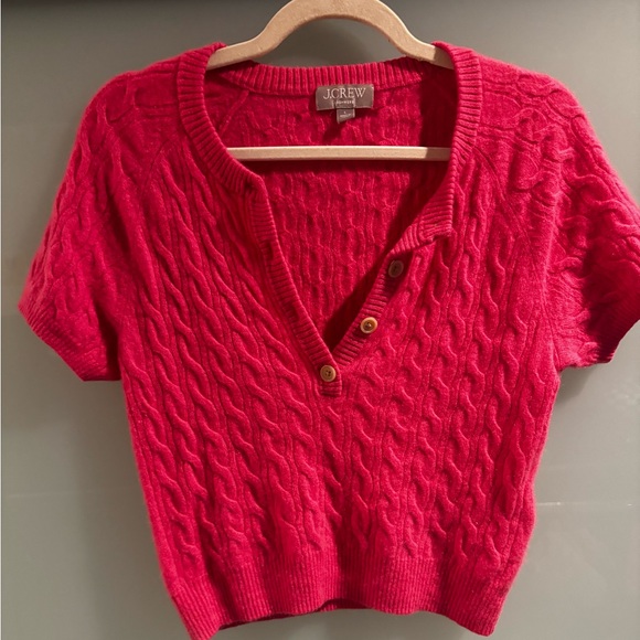 JCrew Cashmere Short Sleeve Cableknit sweater - size Large - Picture 2 of 2